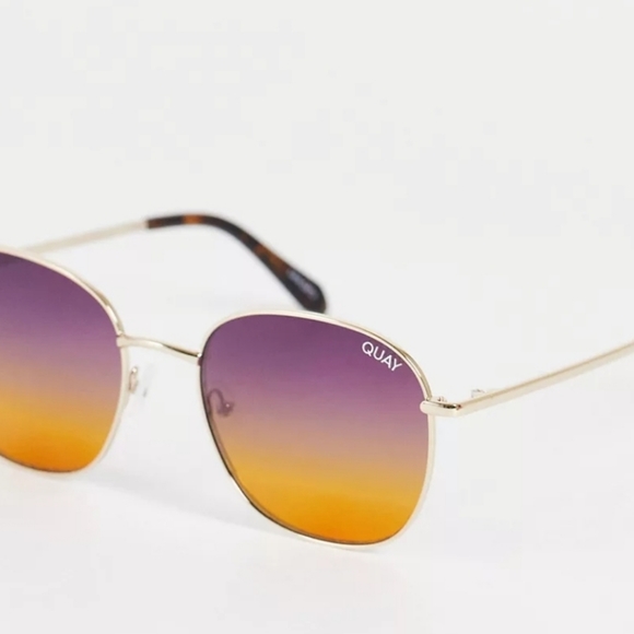 Quay Australia Jezabell Gold/ Purple Ombre Round Sunglasses NWT - Picture 5 of 9